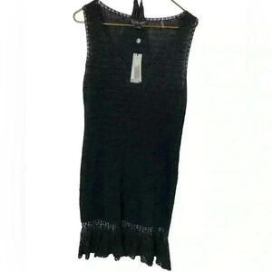 Christopher Fisher Linen Black MIDI Dress Size M